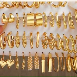 + NEW-48 Pcs Of Delicate Hoop Earrings Alloy Plated Jewelry Vintage Eleg…